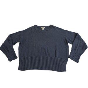 Jessica Simpson Women Blue Ribbed Crewneck Sweater Size M Long Sleeve Cotton